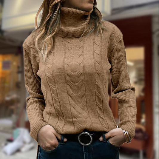 Women’s Solid Long Sleeve Knitted Turtleneck Sweater