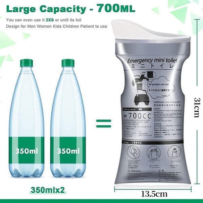 🥳2026 HOT SALE🥳💞50K+ SOLD!🚐🏕️ 50% OFF! 700ML Portable Travel Pee Bags – No more toilet worries on the road! Leak-proof, spill-proof, odor-neutralizing. Perfect for long journeys, camping & emergencies. Discreet & hygienic. 🛣️🧻