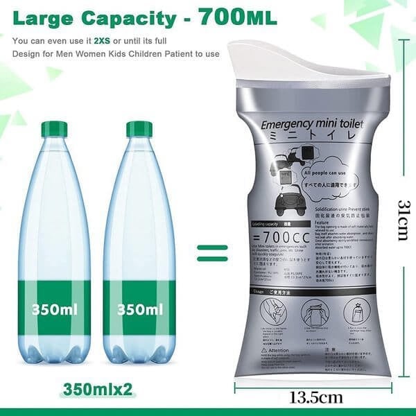 🥳2026 HOT SALE🥳💞50K+ SOLD!🚐🏕️ 50% OFF! 700ML Portable Travel Pee Bags – No more toilet worries on the road! Leak-proof, spill-proof, odor-neutralizing. Perfect for long journeys, camping & emergencies. Discreet & hygienic. 🛣️🧻