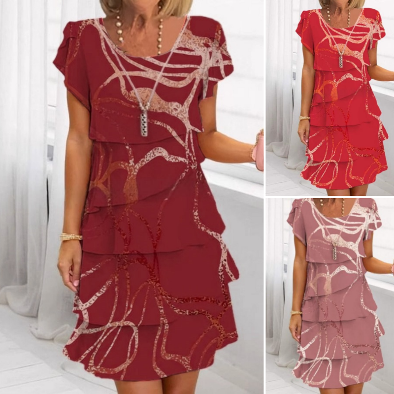 ⏳Limited-Time Offer⏰ Elegant Women's Ruffled Dress—Flattering fit, lightweight fabric, perfect for day to night