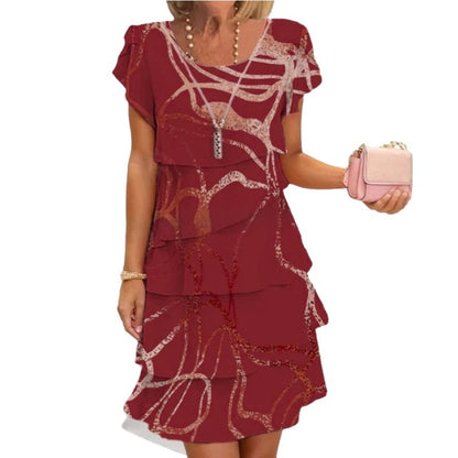 ⏳Limited-Time Offer⏰ Elegant Women's Ruffled Dress—Flattering fit, lightweight fabric, perfect for day to night