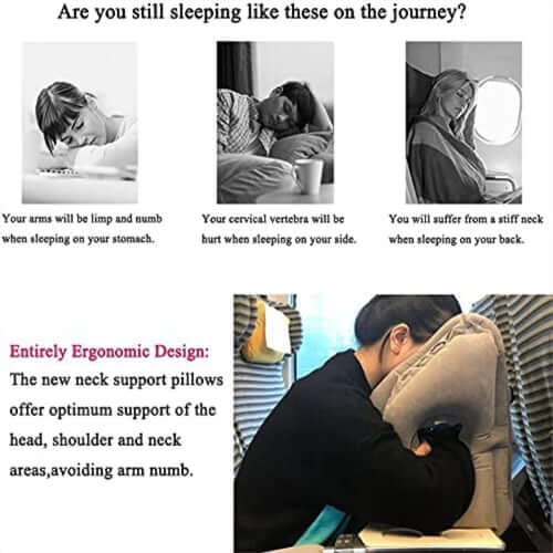 😴 LIMITED-TIME 50% OFF! ✈️ Inflatable Ergonomic Hollow-Cutout Travel Pillow – PVC Flocking, Quick Inflate, With Storage Bag ✨