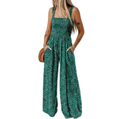 🥳2026 HOT SALE🥳💞50K+ SOLD!🌼🎨 50% OFF! Women‘s Casual Print Sleeveless Jumpsuit – Elastic smocked bust, comfy fit. Wide-leg & side pockets. Lightweight & breathable. Perfect for summer days out. 🌸🦋