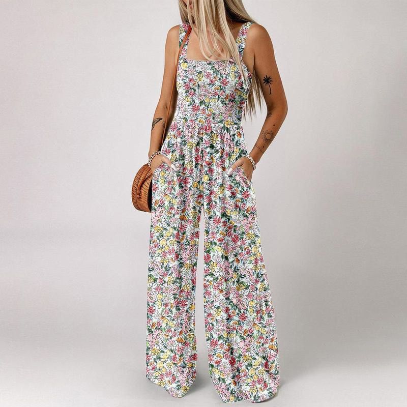 🥳2026 HOT SALE🥳💞50K+ SOLD!🌼🎨 50% OFF! Women‘s Casual Print Sleeveless Jumpsuit – Elastic smocked bust, comfy fit. Wide-leg & side pockets. Lightweight & breathable. Perfect for summer days out. 🌸🦋