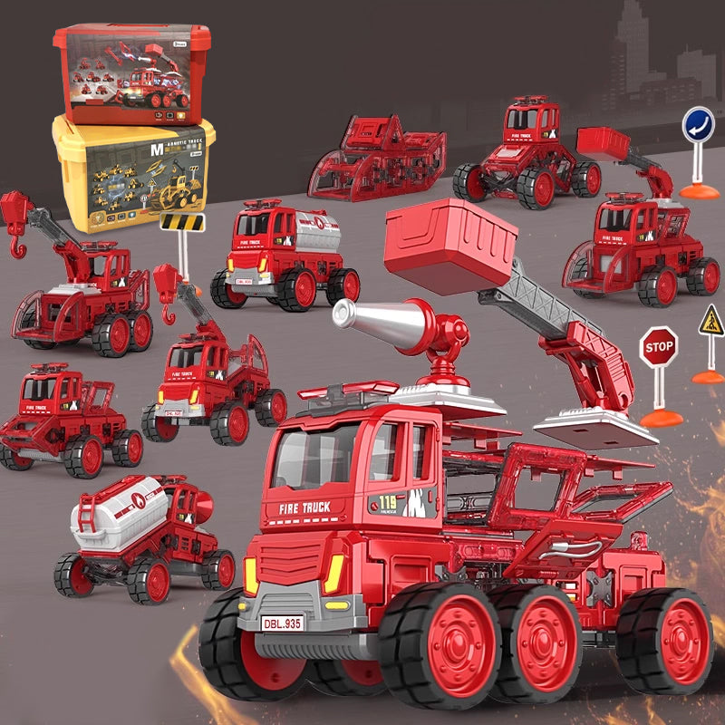 🚒🤖 Magnetic Remote-Controlled 2-in-1 Toy! 3+ Yrs Build & Command👷♂️