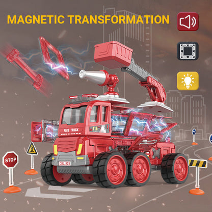🚒🤖 Magnetic Remote-Controlled 2-in-1 Toy! 3+ Yrs Build & Command👷♂️