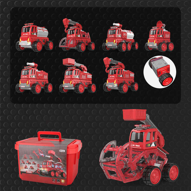 🚒🤖 Magnetic Remote-Controlled 2-in-1 Toy! 3+ Yrs Build & Command👷♂️
