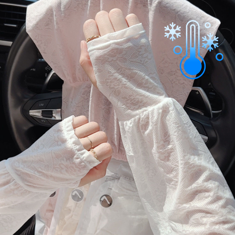 🌞❄️ Ice Lace Sun Sleeve! UPF50+ Cooling 5℃, Stylish Sun Protection for Arms 💃
