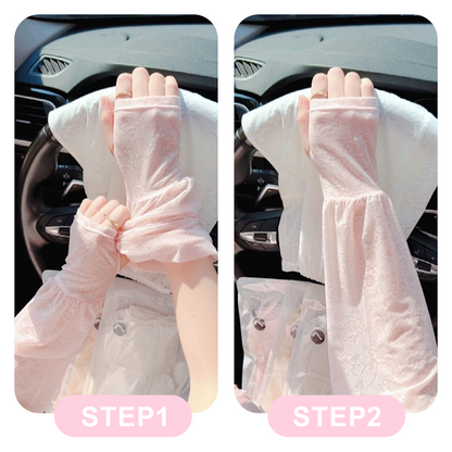 🌞❄️ Ice Lace Sun Sleeve! UPF50+ Cooling 5℃, Stylish Sun Protection for Arms 💃