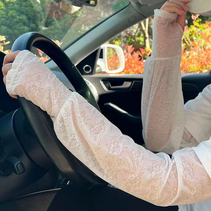 🌞❄️ Ice Lace Sun Sleeve! UPF50+ Cooling 5℃, Stylish Sun Protection for Arms 💃
