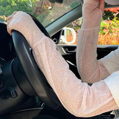 🌞❄️ Ice Lace Sun Sleeve! UPF50+ Cooling 5℃, Stylish Sun Protection for Arms 💃