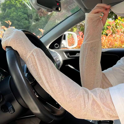 🌞❄️ Ice Lace Sun Sleeve! UPF50+ Cooling 5℃, Stylish Sun Protection for Arms 💃