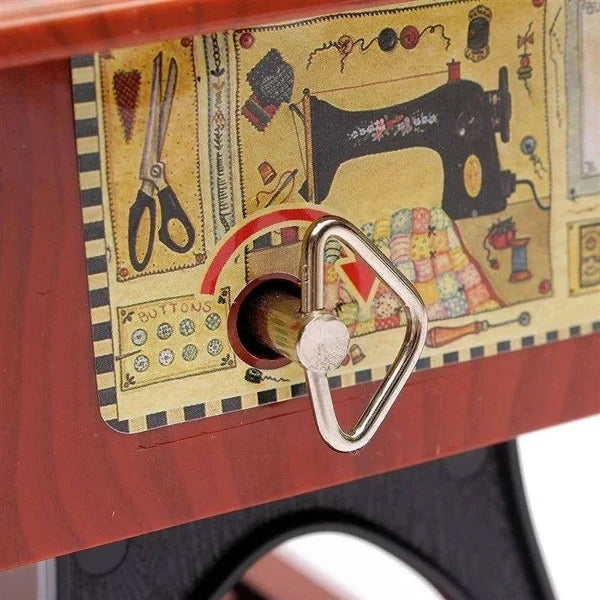 💎 50% OFF! 💎 Wood Mini Sewing Machine Music Box – Handcrafted Retro Decor with Moving Parts & Nostalgic Melody