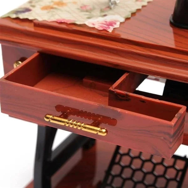 💎 50% OFF! 💎 Wood Mini Sewing Machine Music Box – Handcrafted Retro Decor with Moving Parts & Nostalgic Melody