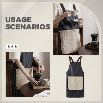 Cross-Back Waterproof Apron with Detachable Hand Towel