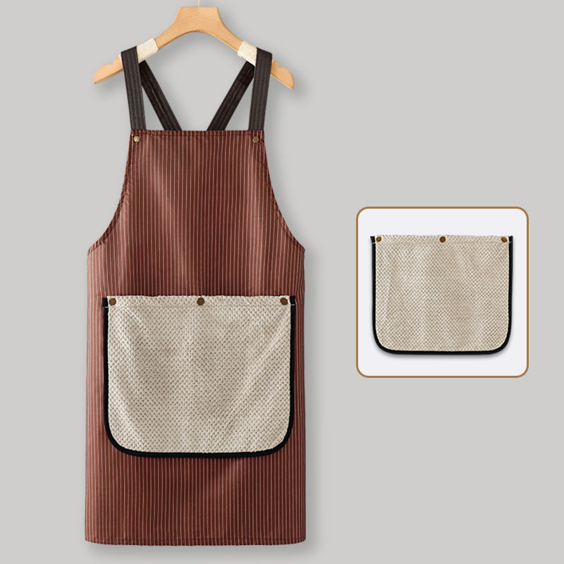 Cross-Back Waterproof Apron with Detachable Hand Towel