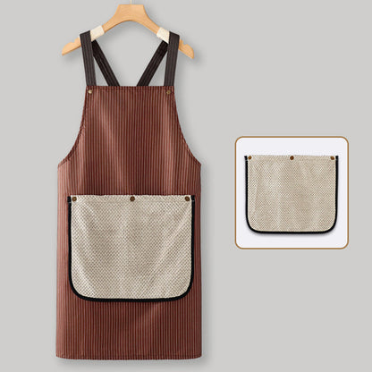 Cross-Back Waterproof Apron with Detachable Hand Towel