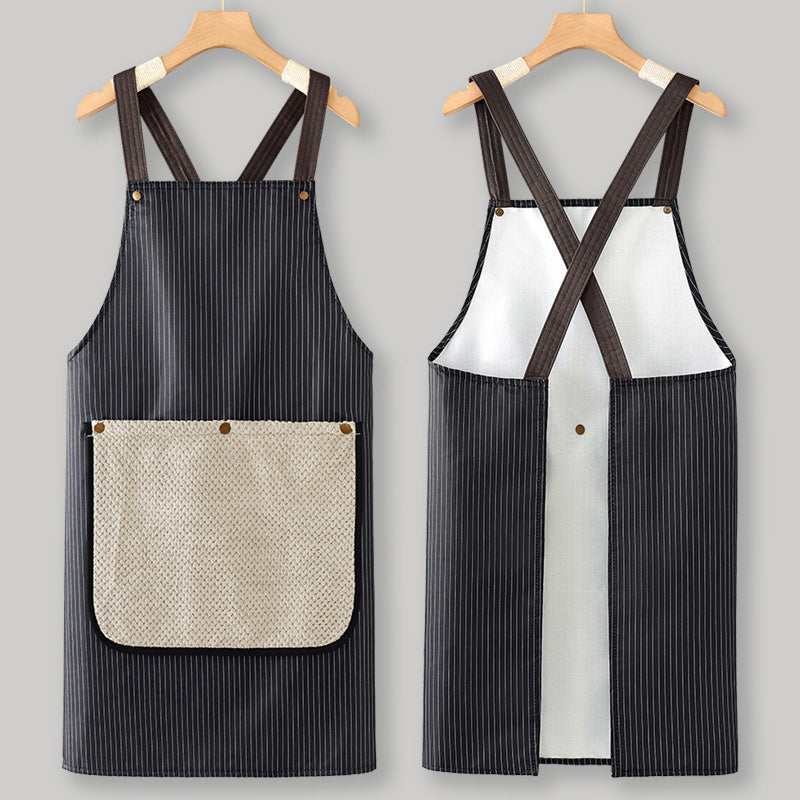 Cross-Back Waterproof Apron with Detachable Hand Towel