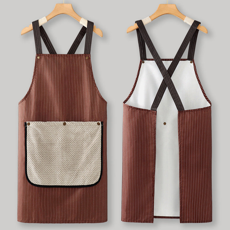 Cross-Back Waterproof Apron with Detachable Hand Towel