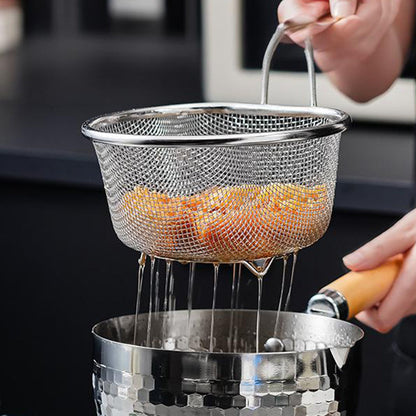 🪴🫙 50% OFF! Handheld Stainless Steel Sieve – Fine & Coarse Mesh, Ergonomic Handle, Rust-Resistant