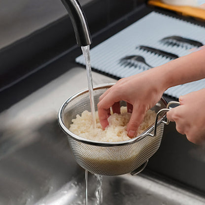 🪴🫙 50% OFF! Handheld Stainless Steel Sieve – Fine & Coarse Mesh, Ergonomic Handle, Rust-Resistant