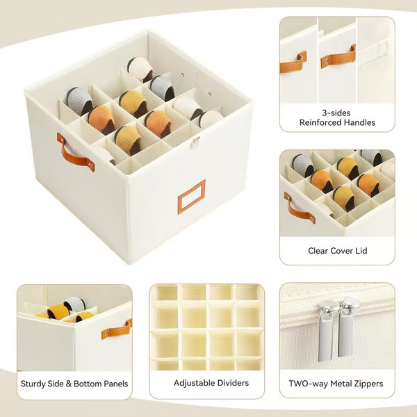 📢📢50% OFF !!!⏰ Fabric Shoe Organizer Storage Box👟– Foldable Design, Large Capacity, Dustproof & Breathable, Space-Saving for Closet & Bedroom 🧺