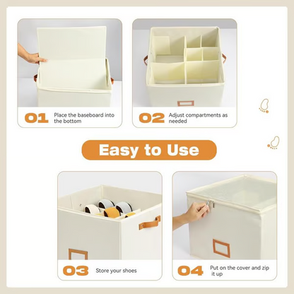 📢📢50% OFF !!!⏰ Fabric Shoe Organizer Storage Box👟– Foldable Design, Large Capacity, Dustproof & Breathable, Space-Saving for Closet & Bedroom 🧺