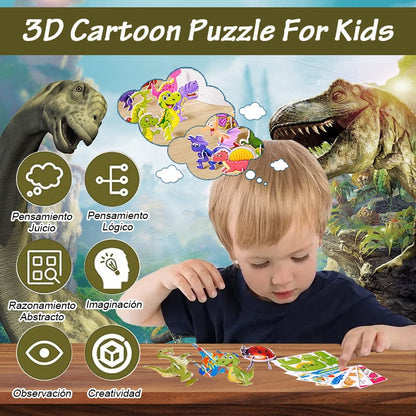 🦖Free Shipping & 50% OFF🧩 EDUCATIONAL 3D PUZZLE - 50-Piece Cartoon Dinosaur Set with Vibrant Colors, Develops Creativity & Spatial Thinking for Ages 4+ 🎨✨