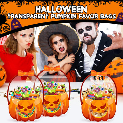 🥳2026 BESTSELLER🥳 Halloween Treat Bags – Pumpkin Design, Resealable Zipper – Easy Carry Handle – 10-Pack – Ideal for Trick-or-Treat & Parties! 🛡️💨