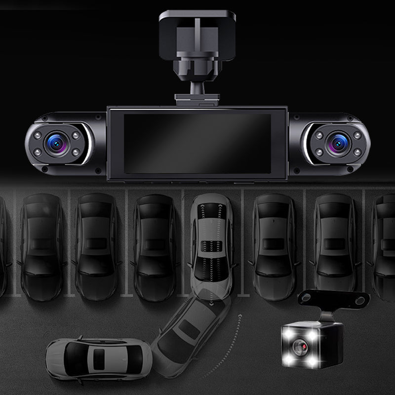 🛡️ 360° Full View Dashcam – Front, Rear & Interior, Night Vision & Loop Recording for Complete Car Protection 🔒✨