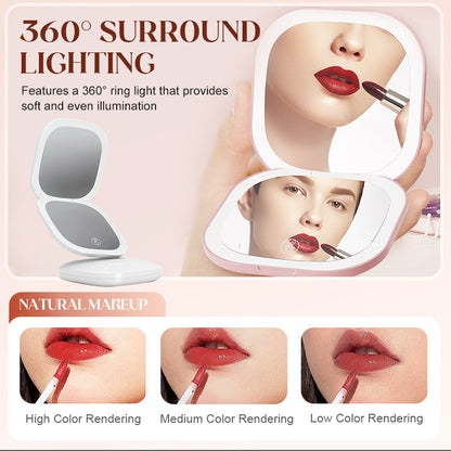 Compact Magnifying Makeup Mirror with Light