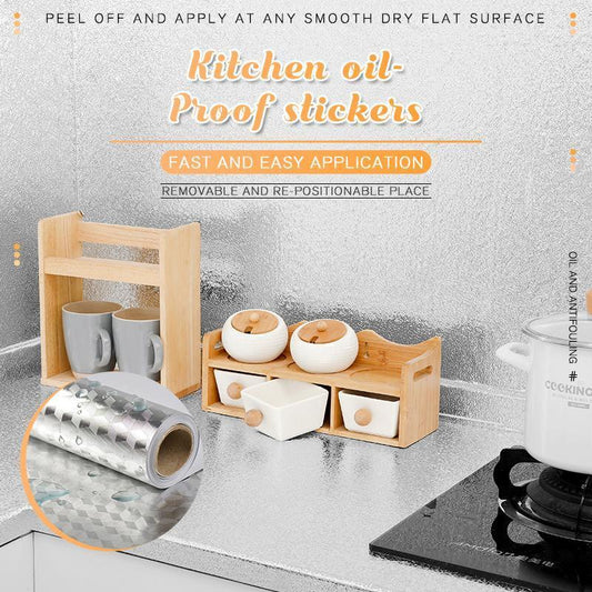 🛡️ 50% OFF! 🍳Self‑Adhesive Kitchen Stickers – Protects cabinets & counters from grease & stains. Cut to fit, removable. A kitchen lifesaver! 🌟✅