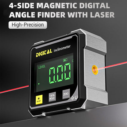 ✨ Four-sided Magnetic Digital Angle Measuring Tool — High-Precision Laser Level! ✨