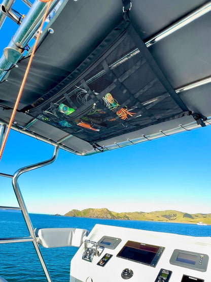 🚤50% OFF NOW! Overhead Mesh Gear Storage Net, Adjustable Car Roof Storage Bag, Multi‑Pocket Ceiling Mesh Organizer for SUV, Van, 4x4, Boat & Rooftop Tent, Holds Fishing Gear & Outdoor Supplies