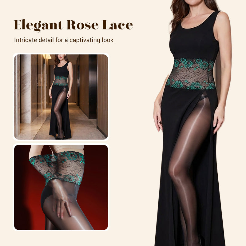✨ 3D Rose Lace High-Waisted Shiny Tights — Elegance and Comfort All Day Long! ✨