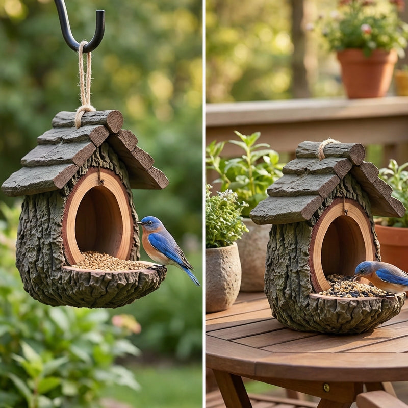 🔥50% OFF! 🐦 2026 New Arrivals – Outdoor Bird Feeder with Realistic Tree Stump Design | Garden Decor & Wildlife Sanctuary in One! 🌿✨
