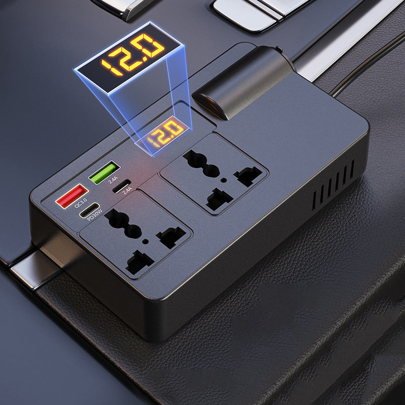 🔋 50% OFF! ⚡ Portable Car Inverter 12V/24V to 220V – Digital Display, Highly Efficient & Universal Compatibility 🚗