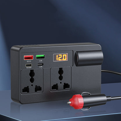 🔋 50% OFF! ⚡ Portable Car Inverter 12V/24V to 220V – Digital Display, Highly Efficient & Universal Compatibility 🚗