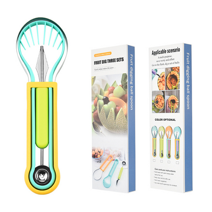 ✨ Elevate Your Fruit Preparation Game—The 3-in-1 Multi-Function Melon Ball Scoop & Carving Knife Set! ✨