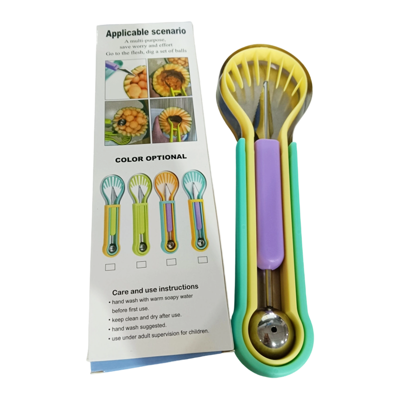 ✨ Elevate Your Fruit Preparation Game—The 3-in-1 Multi-Function Melon Ball Scoop & Carving Knife Set! ✨