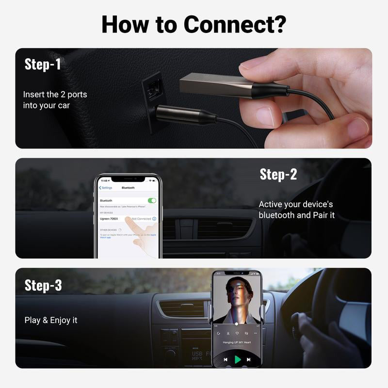 ✨ Upgrade your car audio system—Bluetooth 5.0 auxiliary adapter for hands-free convenience! ✨
