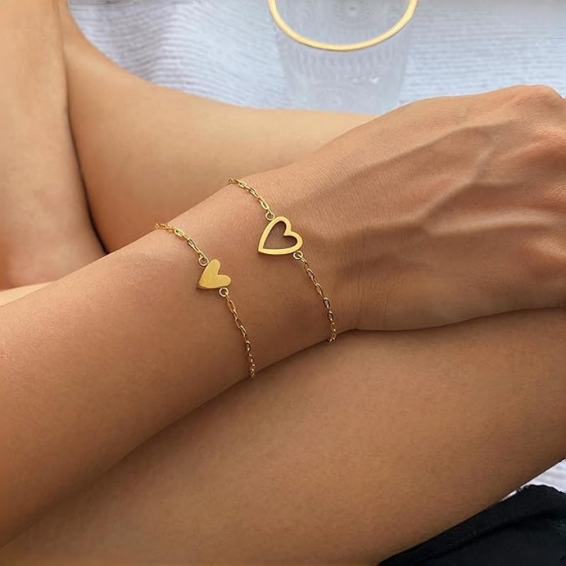 💖Matching Heart Charm Bracelet Set