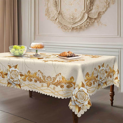 🔥Hot Sale Deals-Waterproof Gold Rose Tablecloth