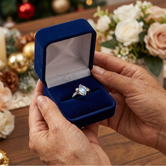 ✨💍 Buy 1 Get 1 Free 🔥 Geometric Oval Moonstone Ring with Zirconia Accents – Mystical, Sparkling & Timelessly Elegant! 🌙✨