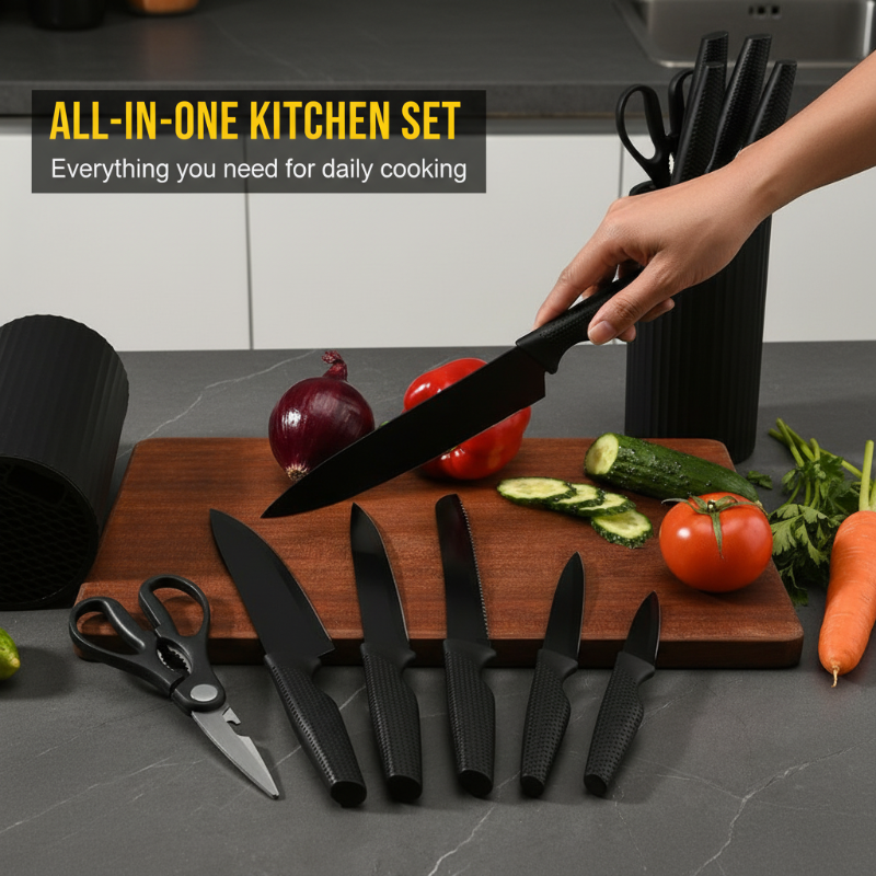✨Modern 7-in-1 Kitchen Knife & Scissors Set