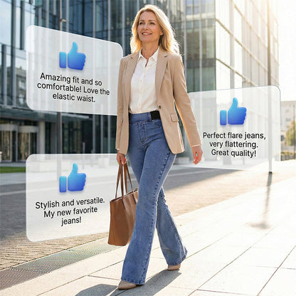 🎁 50% OFF !! ⏳ Women's High-Waist Stretch Flare Denim Jeans – Slim Through Hips, Flares at Knee for a Leg-Lengthening Look 👖✨