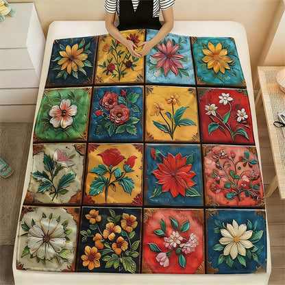 🌸 Ultra-Soft Floral Print Blanket—Warm and cozy, brightening up your vibrant home decor!🌸