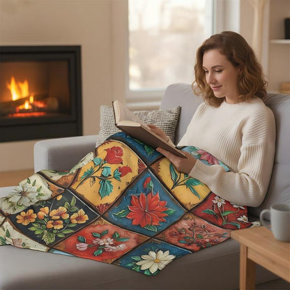 🌸 Ultra-Soft Floral Print Blanket—Warm and cozy, brightening up your vibrant home decor!🌸