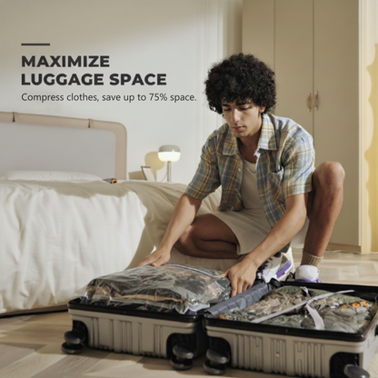🧳 LIMITED-TIME 50% OFF! ✨ Travel Vacuum Bags – Save 75% Space, Wireless Pump, Airtight, 3 Sizes 📦
