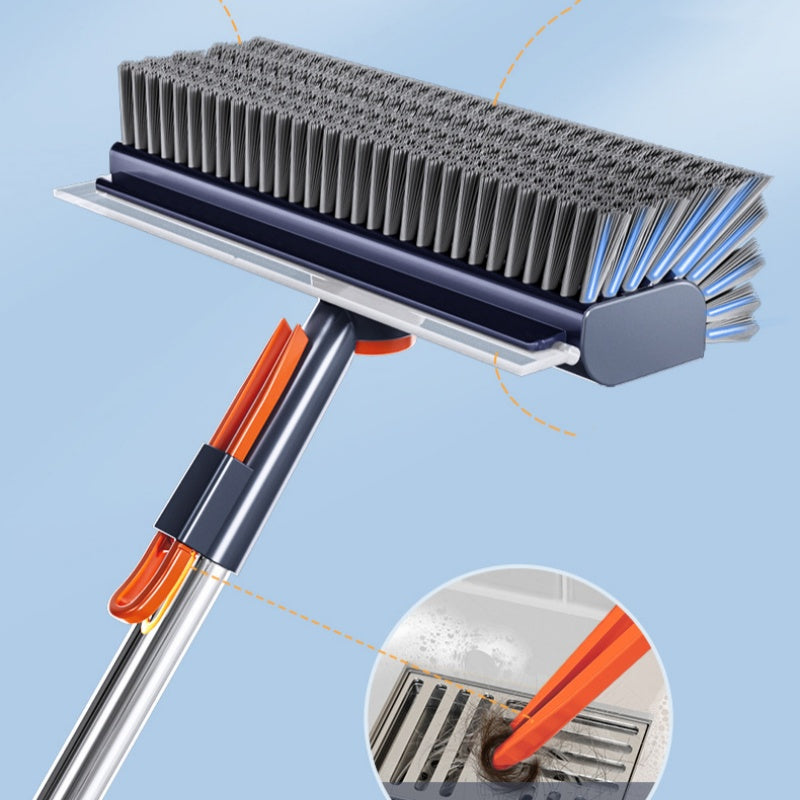 🧹 LIMITED TIME 50% OFF! ✨ 3-in-1 Floor Scrub Brush with Long Handle – Adjustable Head, Squeegee & Tweezers 💦